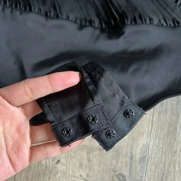 ZARA Black Pleated Faux Wrap Bodysuit Size Large - Picture 2 of 7